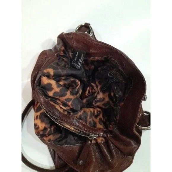 Leather Purse B.MAKOWSKY Raisin Brown Belted Clip Shoulder Bag -VERY NICE - Picture 9 of 16